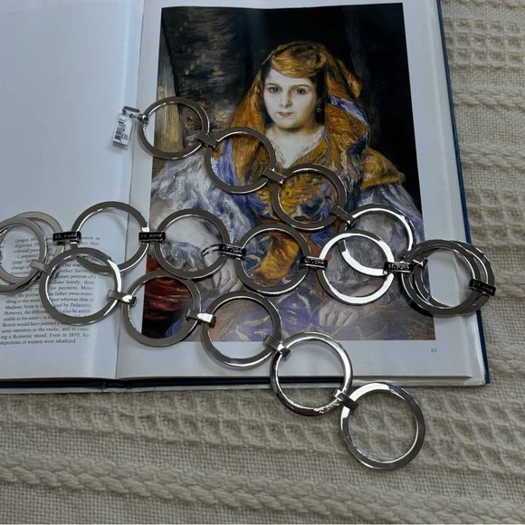 NWT St. John Silver Toned Circle Chain Link Belt Adjustable Accessory Metal - Picture 6 of 11